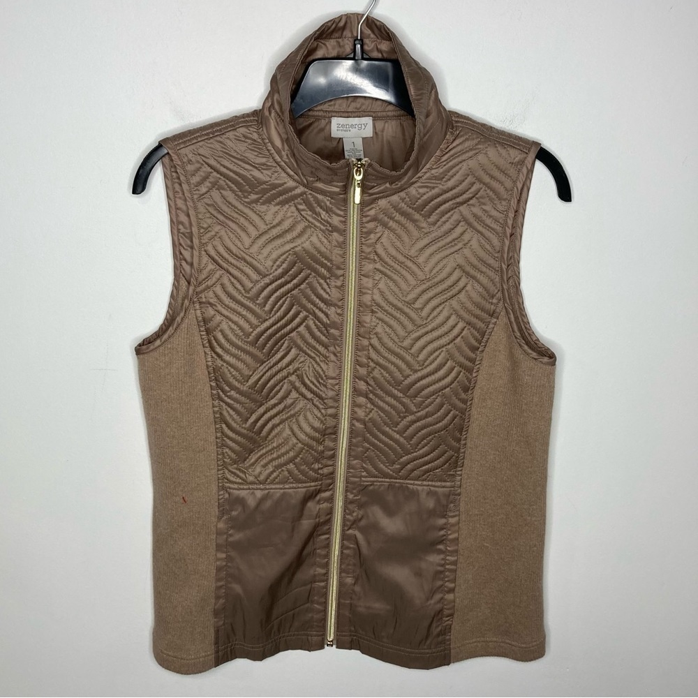 Zenergy by Chico’s tan quilted vest size 1
